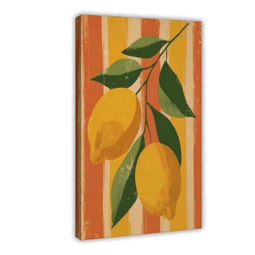 Tableau citron vintage grand format pour réchauffer un salon