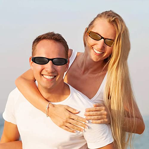 Frienda 3 Pair Retro Oval Sunglasses for Women Men 90s Skinny Sun Glasses Trendy Narrow Oval Cat Eye Sunglasses UV Protection 5