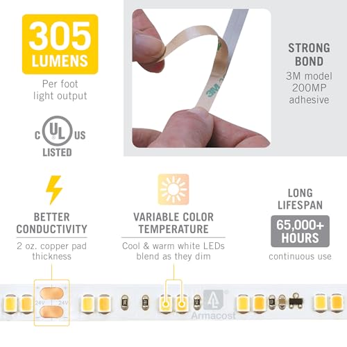 Cinta LED Dim-to-Warm 24V Blanco 16.4 ft miniatura 5