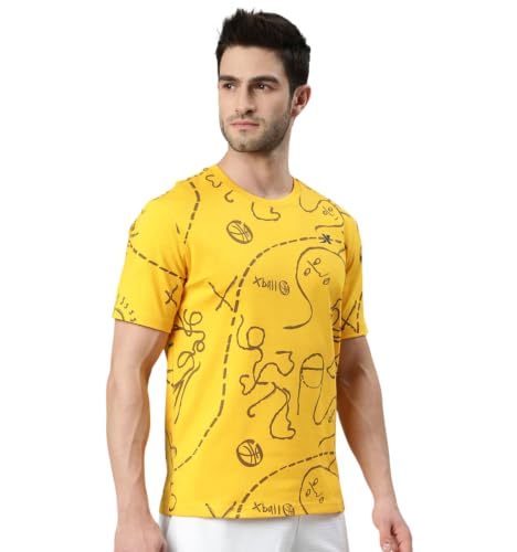 Image of XTEP Playing Big Basketball Series, Sorona Material, Moisture Absorbing & Sweat Dissipating Technology, Superior Elasticity, Colorblocked Design, Basketball T-Shirt for Men - Caramel Brown
