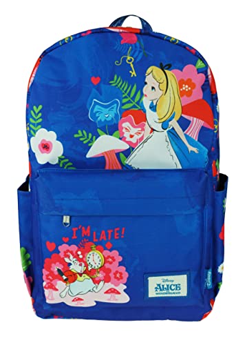 KBNL Mochila Clássica Da Disney Alice No País Das Maravilhas Com Compartimento Para Laptop Escola, Viagens E Trabalho, Multicolorida A22207-Alice