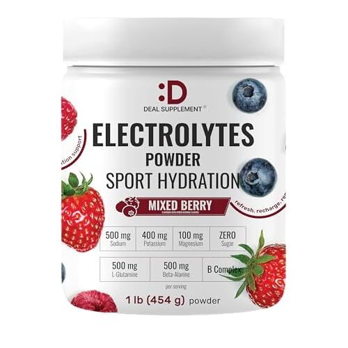 DEAL SUPPLEMENT Daily Electrolyte Hydration Powder – Sugar Free Drink Mix – Mixed Berry Flavor – 45 Servings – Balanced Formula with Potassium, Magnesium, B Vitamins, Glutamine & Beta‑Alanin