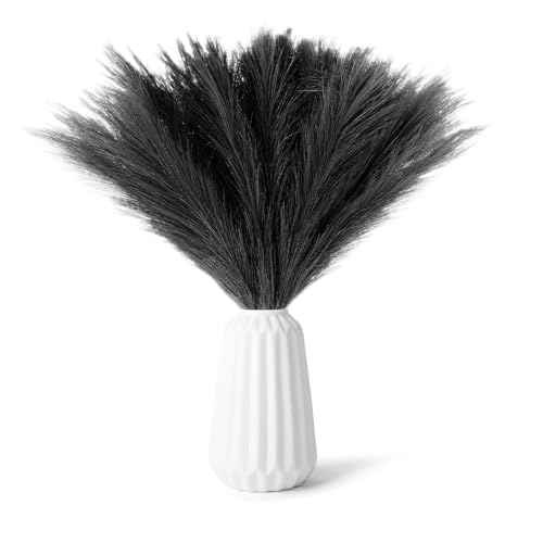 Wekuw 30 stuks gedroogde pampasdecoratie, natuurlijke droge bloemen, boeket, gedroogde bloemen, decoratie, pampasgras voor bruiloft, decoratie, boho, woonkamer (zwart)