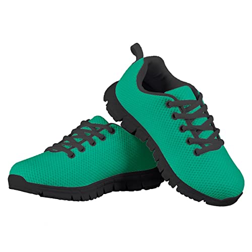 AmzPrint Unisex-Child Low Top Platform Air Cushion Black Sneakers Lace-Up Breathable Athletic Boys Running Shoes Size 14