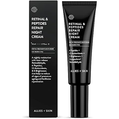 Allies of Skin Retinal & Peptides Repair Night Cream: Retinaldehyde, Hyaluronic Acid, Argan Oil. Overnight Mask. Antioxidant. Hydrates, Brightens & Rejuvenates Skin Without Irritation 1.7 oz Cover