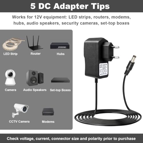 Solisara Adaptateur Secteur 12V 2A, AC 100V-240V vers DC 12V 24W Chargeur – vue 3