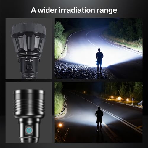 VAVOFO 350LM Rechargeable LED Flashlight, 2.5W Tactical Flashlight with Type-C, 3000mAh Battery, Side Light, 4 Modes (High, Medium, Strobe) for Camping, Emergency (KM-8982) by VAVOFO - Image 6