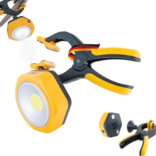 Projecteur de travail LED 360° jaune et noir avec pince intégrée