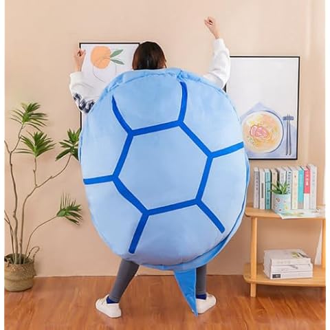 Giant Wearable Turtle Shell Pillow 51 Inch, Sea Turtle Stuffed Animal Costume, Plush Turtle Funny Dress Up, Cuddly Turtle Gift for Kids Adults (Blue 51 in) Cover