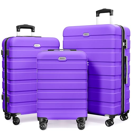 Image of AnyZip Luggage PC ABS Hardside Lightweight Suitcase with 4 Universal Wheels TSA Lock 20 24 28 Inch, Violet Purple, 3 piece set (20 /24 /28), Fashion