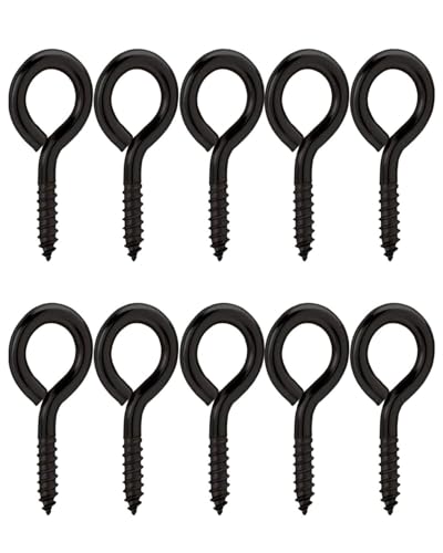 GAJUS 10 cáncamos de acero inoxidable negro, M6 80 mm ojos de tornillo, cáncamos, ganchos de ojo para hamacas, persianas, sillas colgantes, mecedoras, sujetacables, cestas colgantes (23)
