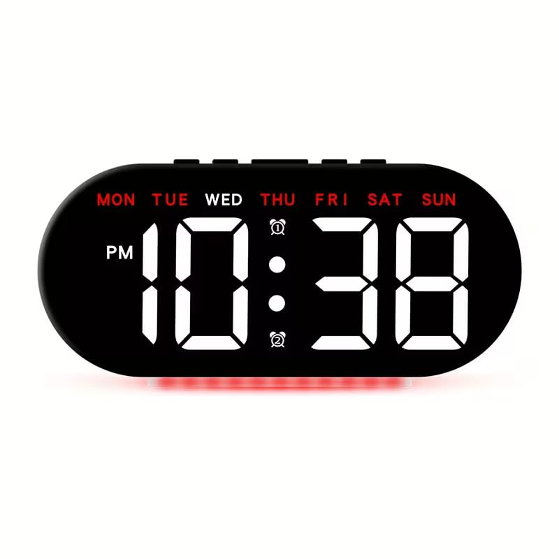 Image of 7.8'' Digital Alarm Clock, LED Digital Clock with Ambient Light, with Day /Date /Temperature / 12 / 24H / Dual Alarm /Snooze, Bedside Desk Table Clock, for Office Bedroom Kids Elderly