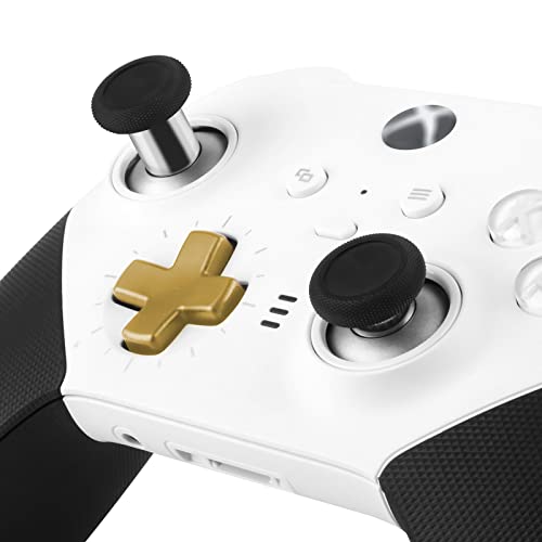 Image of Metal Replacement Thumbsticks for Xbox Elite Controller Series 2 Core,Component Pack Includes 4 Swap Magnetic Joysticks,4 Paddles,1 Standard D-Pads, Accessories Parts for Xbox One Elite 2 (Gold)