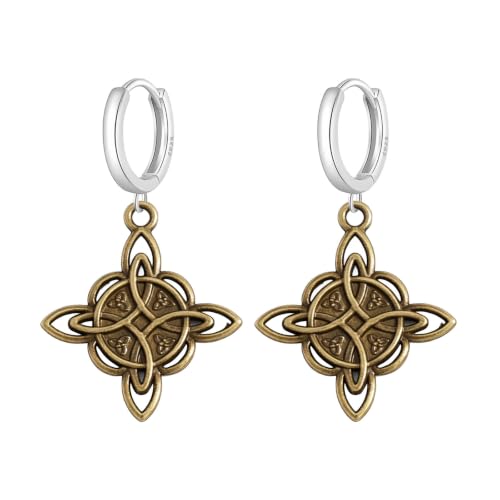 Witches Knot Celtic Huggie Hoop Earrings for Women，Bronze