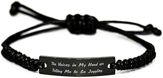 Funny Juggling, The Voices in My Head are Telling Me to Go Juggling, Unique Idea Holiday Black Rope Bracelet for Men Women
