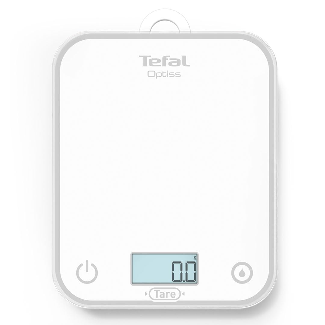 Tefal, Optisss BC50U0V0 Elektronische Küchenwaage, leicht lesbares Display, kratzfest, Kapazität 5 kg, Weiß – Ansicht 2