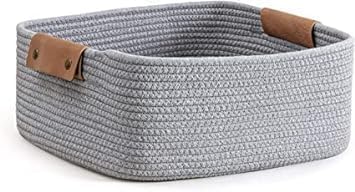 Image of Cotton Rope Storage Basket, 30x20x10 CM, Home Decor (GREY)