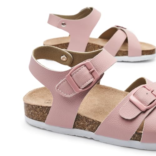 Trary Girls Sandals Open Toe Casual Summer Shoes with Cork Footbed Comfortable Flat Sandals for Little Kids2