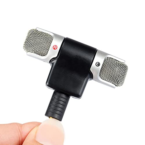 Ciglow Mini Stereo Microphone for Smartphone, 3.5mm Mini Jack Gold Plated Mini Condenser Directional Microphone for Laptop PC MD Camera