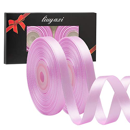 Image of Solid Color Double Faced Lavender Satin Ribbon 3 /8 inch X 50 Yards, Ribbons Perfect for Crafts, Wedding Decor, Bow Making, Sewing, Gift Package Wrapping and More