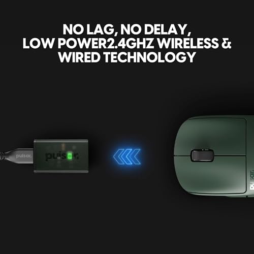 Image of Pulsar Gaming Gears X2 v2 mini Wireless Gaming Mouse, Founder's Edition, Ultra Lightweight 1.80 oz (51 g), Symmetrical, Optical Switch, 2.4 Ghz 1 ms, 26000 DPI, PAW3395 Sensor (Mini, Wireless, Green)