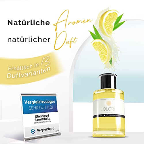 OLORI International Duftöl lemongras i diffuser mit stäbchen i raumduft mit ätherischen Ölen i frisch fruchtig spritzig i 100 ml