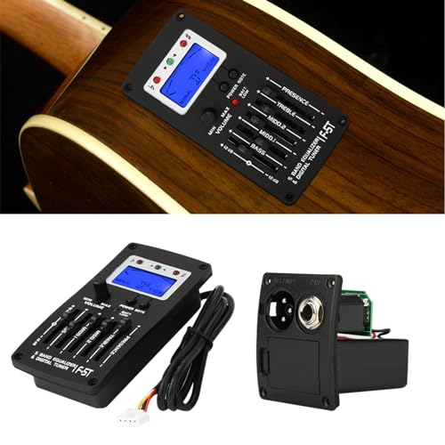 ZASCHMOY Pickup del Sintonizzatore Digitale F5T a 5band per Chitarra Classica Elettrica con Retroilluminazione LCD per la Messa a Punto Sul Palco e l'accuratezza del Rumore