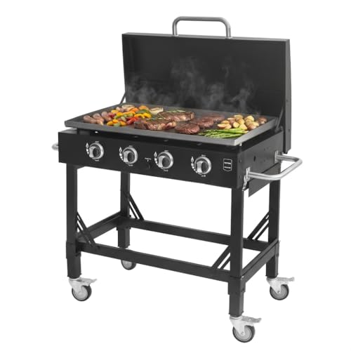 METRO PROFESSIONAL 4-Hauptbrenner Gasgrill Dayton, Grillfläche 53 x 87 cm, fahrbar, Schutzabdeckung, Stahl, schwarz