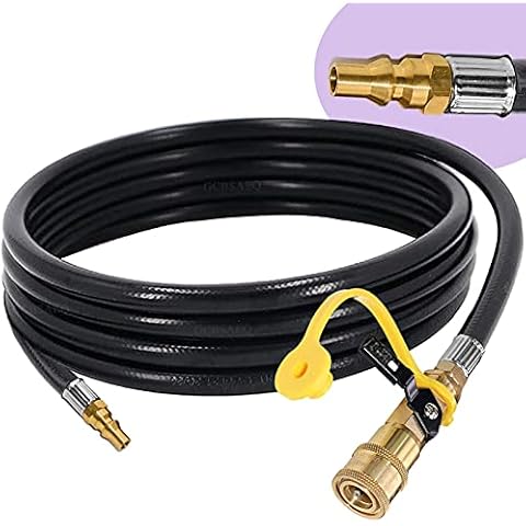 GCBSAEQ RV Propane Hose Quick Connect 12 Feet Low Pressure Propane Extension Hose with Shutoff Valve Cover