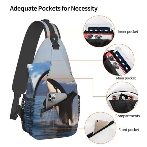 Mochila tipo Sling Crossbody Negra para Senderismo miniatura 3