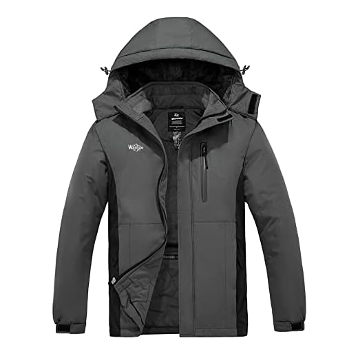 Wantdo Giacca da Sci Impermeabile Parka Invernale da Neve Uomo Nero e Grigio Scuro L