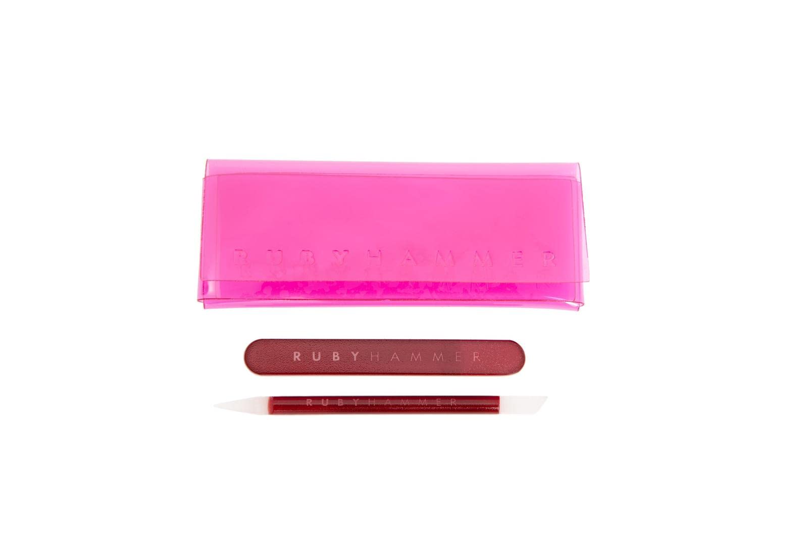 Ruby Hammer Nail Kit | Glass Nail File & Cuticle Pushy with Case | Manicure Set for Natural & Acrylic Nails | Travel Size | by Beauty Expert Ruby Hammer MBE