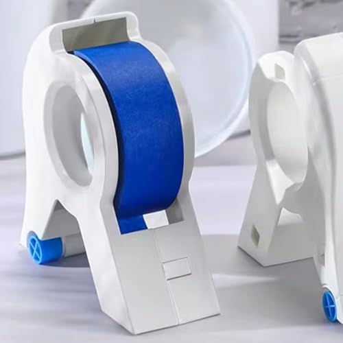 Image of Masking Paint Tape Applicator with 5 Rolls Blue Masking Tape, 3-Wheel Design Cutting Tape Dispenser Tool for Precise Edges on Walls Trim and Door Frames