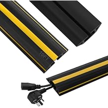 Floor Cord Cover 10Ft Heavy Duty PVC Floor Cable Protector Electric Cord Hider Cable Management Floor Strip Extension Cord Covers Cable Raceway for Wires on Floor Inner Channel 1.36" W x 0.43" H