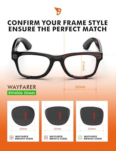 Image of PRO+ Polycarbonate Replacement Lenses Compatible with Ray-Ban Meta Wayfarer RW4006 & Gen 2 RW4012 50mm Sunglasses
