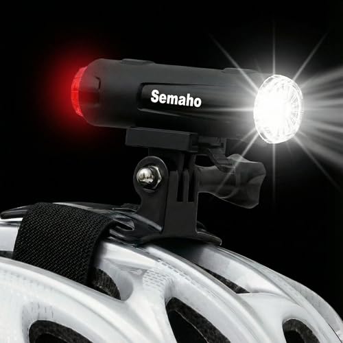 Semaho 2in1 Bike Helmet Light Rechargeable Front & Rear Cycling Light with 5 Modes & 360 Visibility IP66 Waterproof Bycicle Light for Road Urban Cyclists