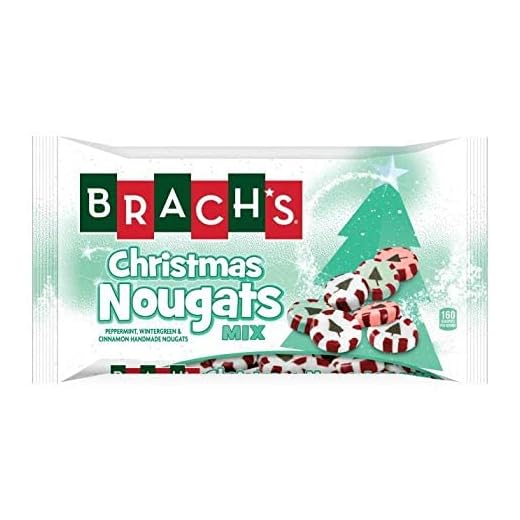 Brach's (1) bag Christmas Nougats Mix - Peppermint, Wintergreen, Cinnamon Flavors - Handmade Holiday Nougat Candy with Christmas Tree Design - Net Wt. 8.5 oz