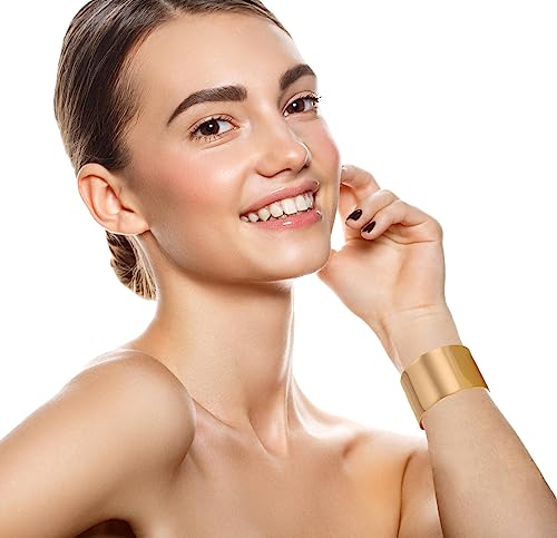 WAINIS 2 Pcs Cuff Bangle Bracelets for Women Open Wide Bracelets Gold Silver Wrist Cuff Wrap Bracelet Adjustable Jewelry Gift4