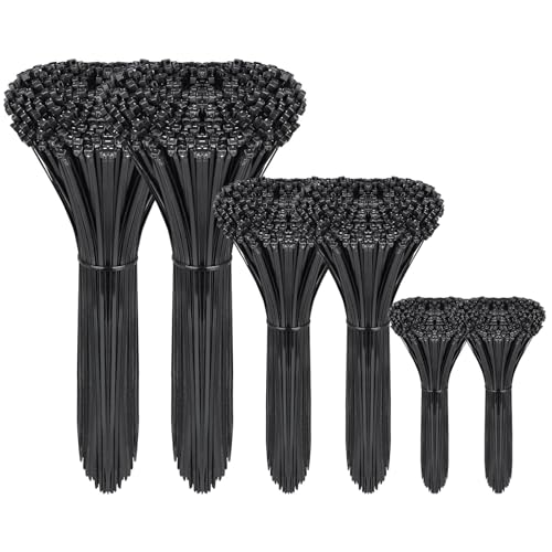 Almacenamiento, Tools GLURIZ Cinchos de Plastico, 600PCS Cinchos de Plastico para Electricidad, Bridas de Plastico Autobloqueantes de 5 tamaños-10/15/20/25/30cm Bridas de Plastico...