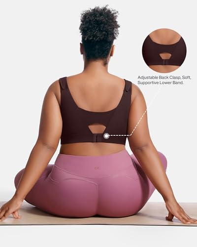 Image of Women's Sports Bra Wirefree Adjustable Medium-High Support Everyday Wear for Large Bust Plus Size with Removable Pads