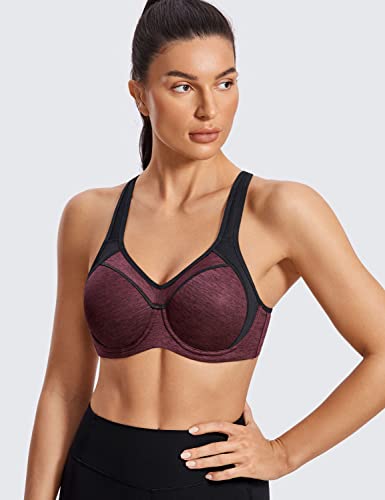 Image of SYROKAN Women's Full Support High Impact Racerback Lightly Lined Underwire Sports Bra