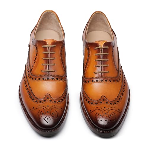 Image of Lethato Wingtip Brogue Oxford Handcrafted Men's Genuine Leather Lace up Dress Shoes