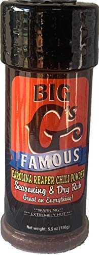 Carolina Reaper Chili Powder Seasoning and Dry Rub, Award Winning, Special Blend of Herbs & Spices, Great on Everything! Grilling, Smoking, Roasting, Cooking, or Baking! By: Big G's Food Service