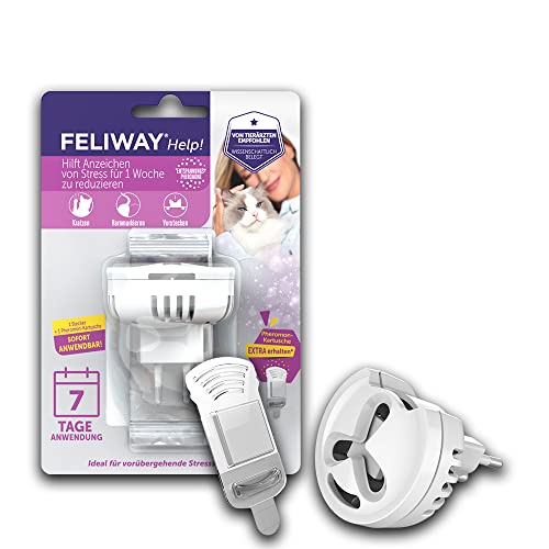 FELIWAY Help! Kit de iniciación de evaporador de feromonas de 7 días - Ayuda en situaciones estresantes a corto plazo para un mayor equilibrio, recomendado por veterinarios, clínicamente probado