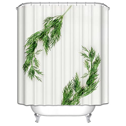 Rideau douche vert 150x200cm KnSam en polyester avec motifs feuilles branches - 3