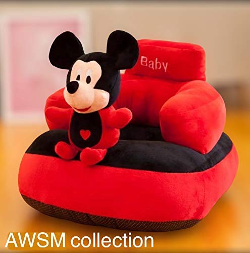 Image of Baby Soft Plush Cushion Baby Sofa Seat Or Rocking Chair for Kids(Use for Baby 0 to 2 Years)-Red and Black(Made in India)
