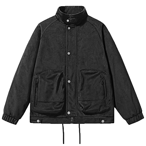 Veste bomber grande poche Youllyuu noir XL blouson ample vintage
