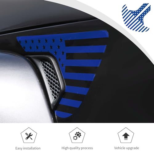 Image of Side Fender Vent Sticker US Flag Decals Vinyl Sticker Compatible with Jeep Wrangler JL JLU Gladiator JT 4xe 2025-2018 2pcs Blue