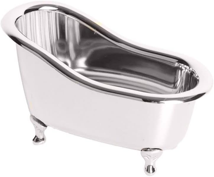 Mini Bathtub Sundries Storage Box, Small Bath Tub Makeup Organizer Container Soap Dish Holder Desktop Storage Accessories(Silver)