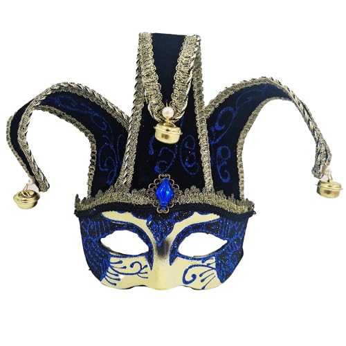 Máscara veneziana de bougem de modelo vintage para carnaval Halloween Natal cosplay festa bola de fantasia (máscara veneziana purpurina azul)